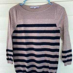 Loft 3/4 sleeve Striped Petite Sweater